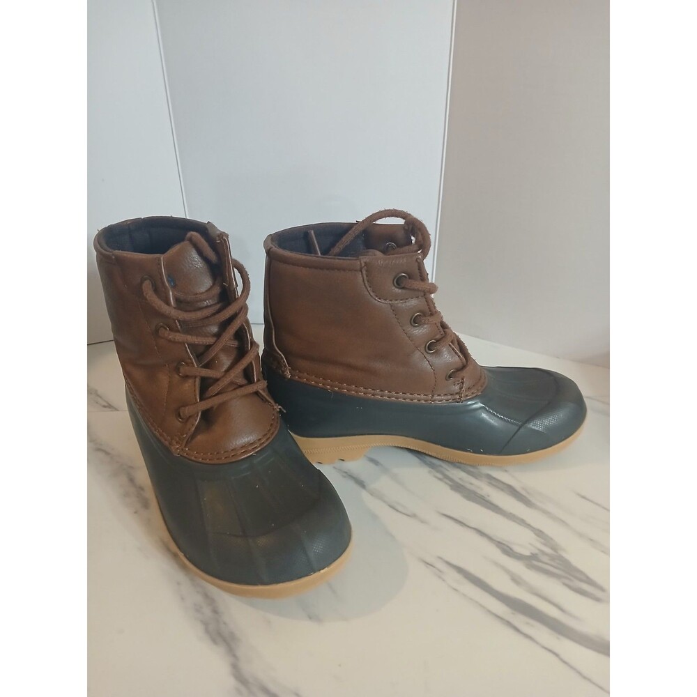 Sperry Boys Port Duck Boots Size 1M Brown Waterproof SCK261491